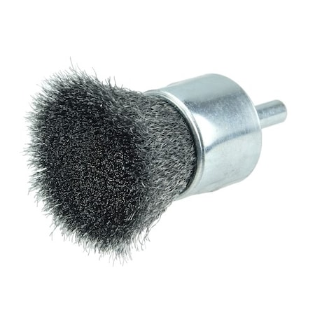 Weiler Wolverine 1" Crimped Wire End Brush, .006" Steel Fill, 1/4" Stem 36284